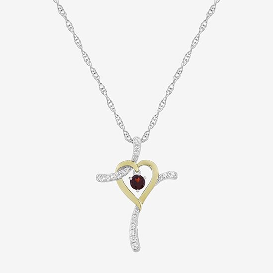 Limited Quantities! Womens Genuine Red Garnet 14K Gold Over Silver Sterling Silver Cross 20 Inch Pendant Necklace