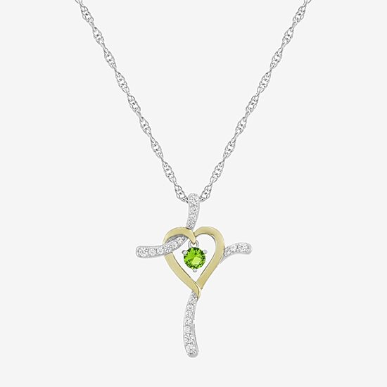 Limited Quantities! Womens Lab Created Green Peridot 14K Gold Over Silver Sterling Silver Cross 20 Inch Pendant Necklace