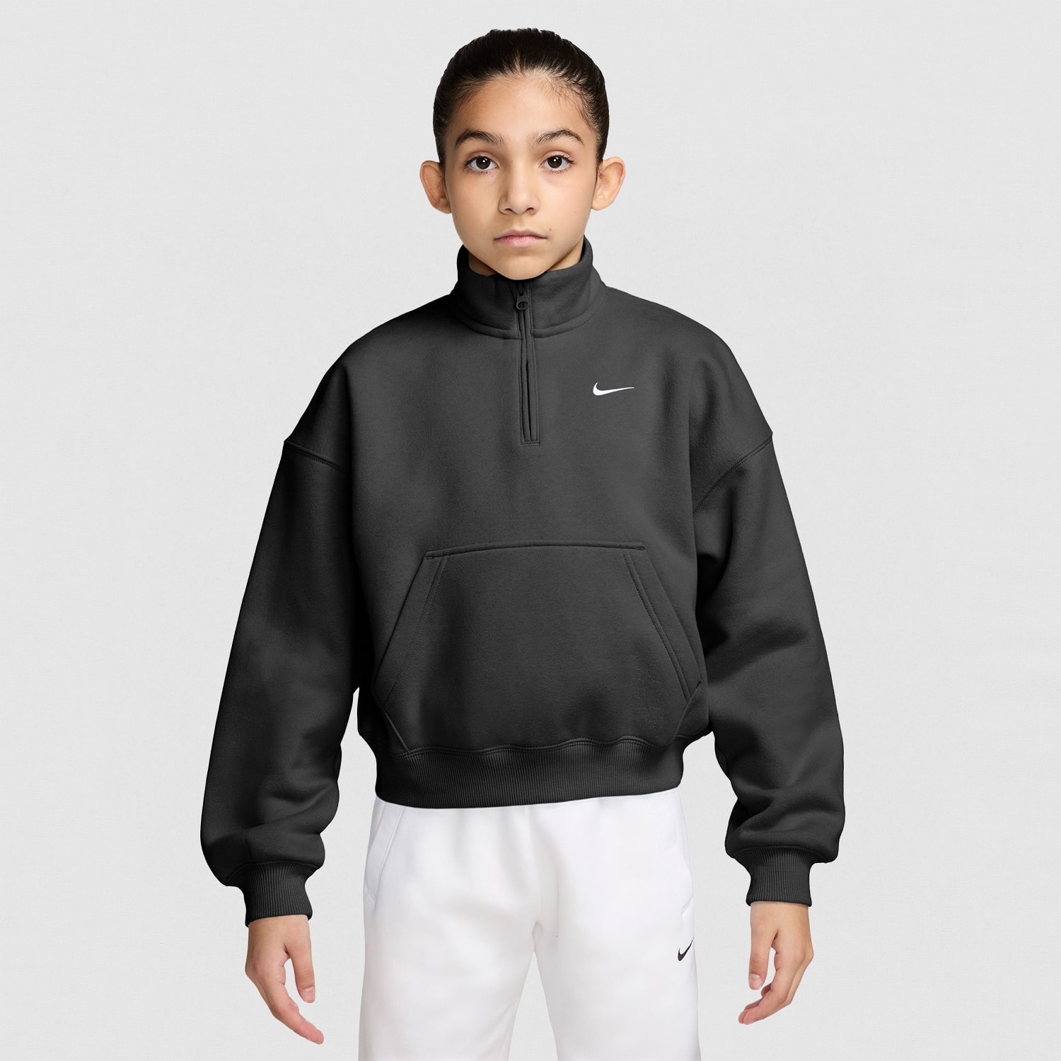 Nike Big Kid Girls Mock Neck Long Sleeve Fleece Active Quarter-Zip Pullover
