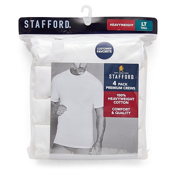 Stafford Heavyweight Cotton Mens 4 Pack Short Sleeve Crew Neck T-Shirt