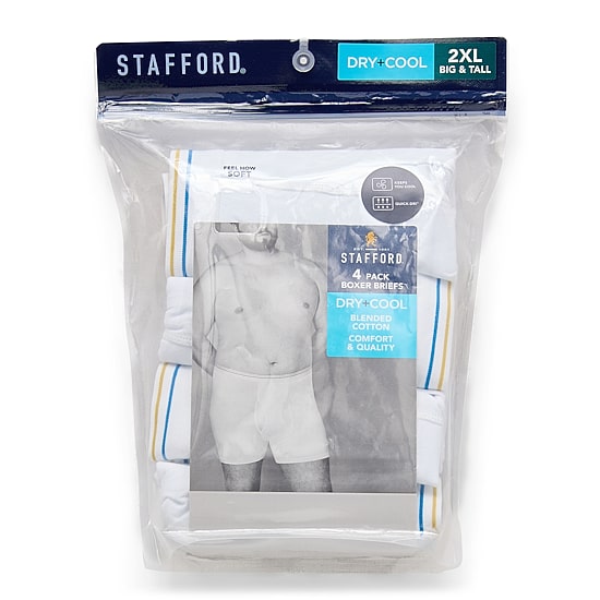 Stafford Dry + Cool Mens Big 4 Pack Boxer Briefs 302869