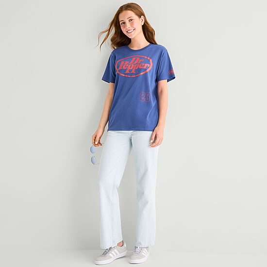 Grayson Threads, The Label Dr Pepper Boyfriend Tee Womens Juniors Crew Neck Short Sleeve Regular Fit Graphic T-Shirt