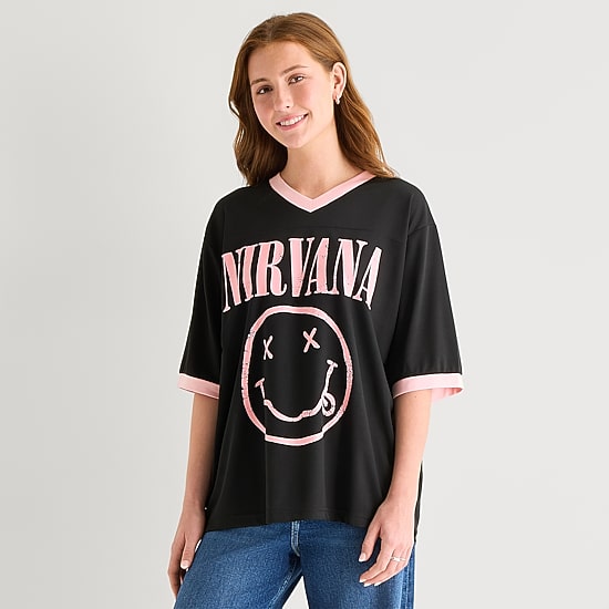 New World Womens Juniors V Neck Short Sleeve Jersey