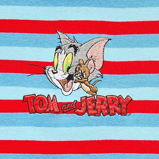 Womens Juniors Crew Neck Short Sleeve Fitted Tom and Jerry Graphic T-Shirt
