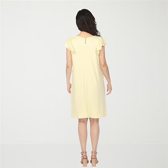 White Mark Crew Neck Ruffle Sleeve Womens Crew Neck Short Sleeve Shift Dress