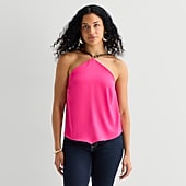 Bold Elements Womens Halter Neck Sleeveless Satin Blouse