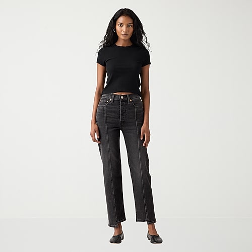 Levi's Women's High Rise Ribcage Straight Ankle Jeans, 32, Black