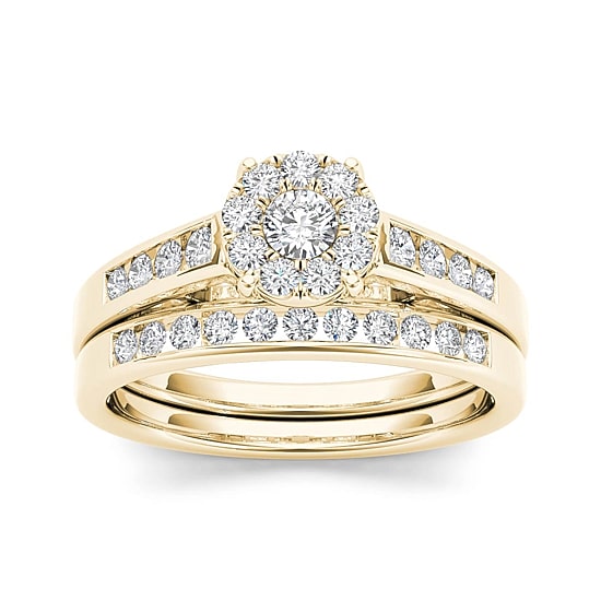 1/2 CT.T.W. Natural Diamond 10K Yellow Gold Bridal Ring Set