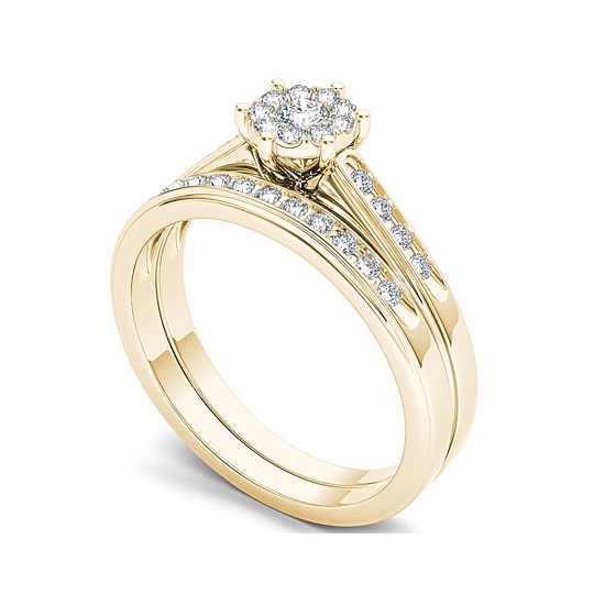 1/2 CT.T.W. Natural Diamond 10K Yellow Gold Bridal Set Ring