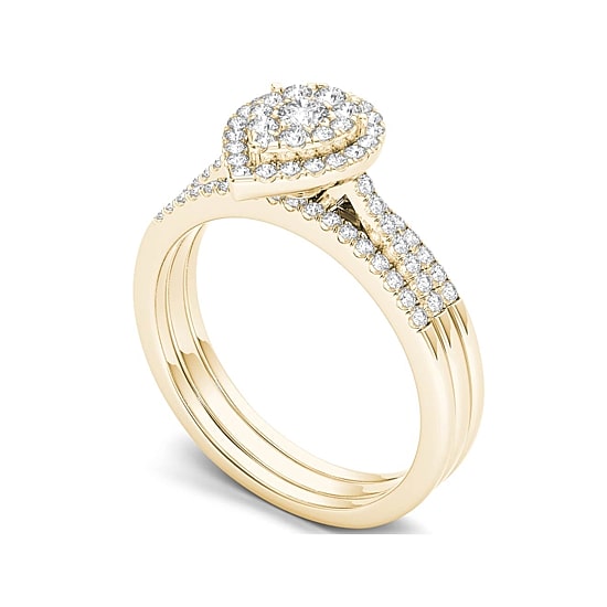 1/2 CT.T.W. Natural Diamond 10K Yellow Gold Bridal Ring Set