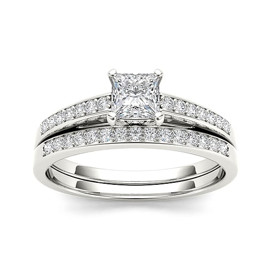 5/8 CT.T.W. Natural Diamond 14K White Gold Bridal Ring Set