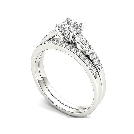 5/8 CT.T.W. Natural Diamond 14K White Gold Bridal Ring Set