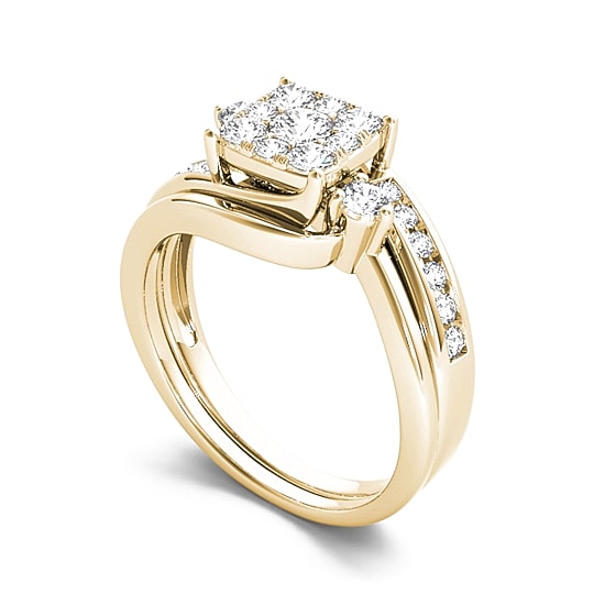 3/4 CT.T.W. Natural Diamond 10K Yellow Gold Bridal Ring Set