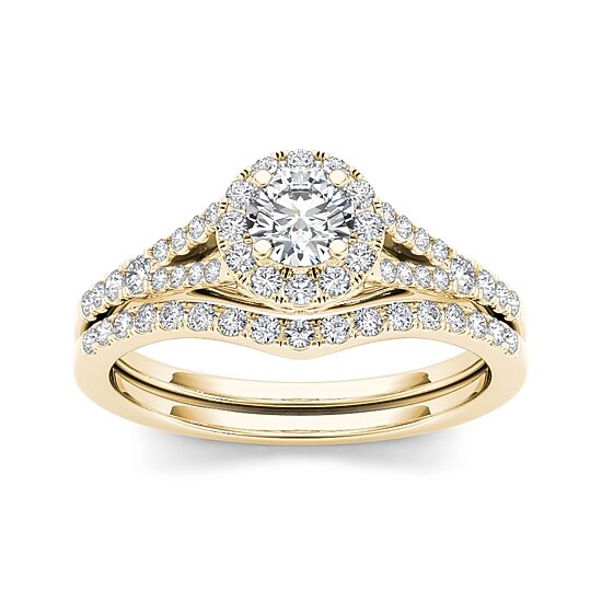 3/4 CT.T.W. Natural Diamond 10K Yellow Gold Bridal Ring Set