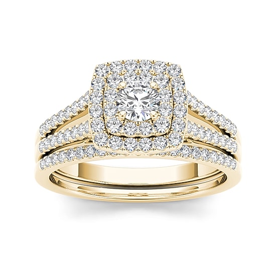 3/4 CT.T.W. Natural Diamond 10K Yellow Gold Bridal Set