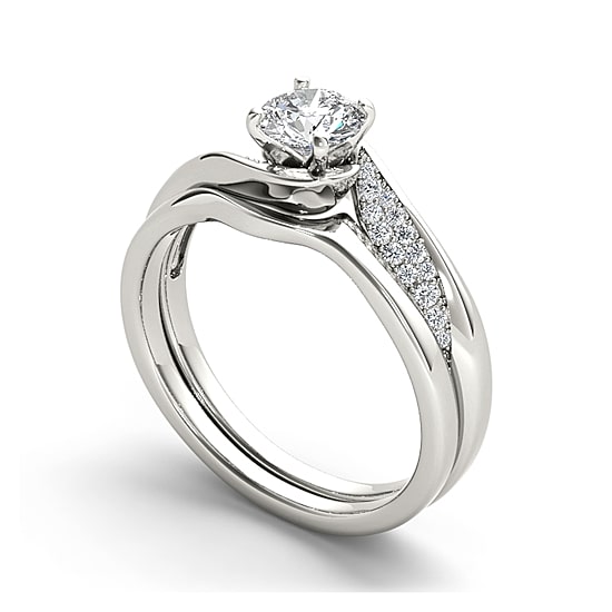5/8 CT.T.W. Natural Diamond 14K Yellow Gold Bridal Ring Set