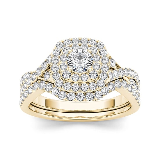 7/8 CT.T.W. Natural Diamond 10K Yellow Gold Bridal Ring Set