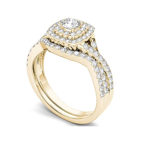 7/8 CT.T.W. Natural Diamond 10K Yellow Gold Bridal Ring Set