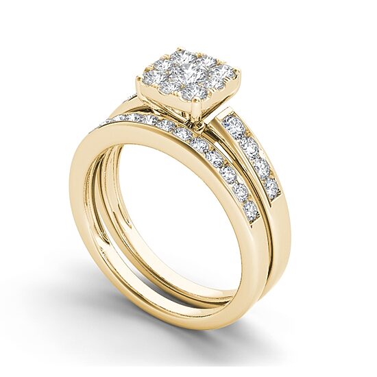 1 CT.T.W. Natural Diamond 10K Yellow Gold Bridal Ring Set
