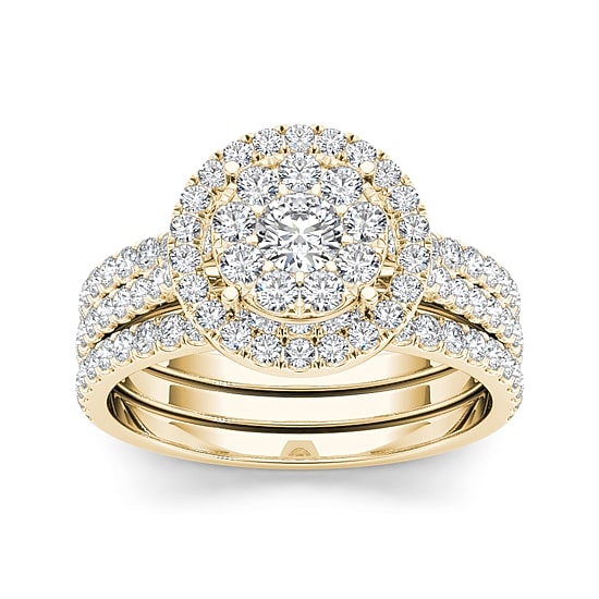1 CT.T.W. Natural Diamond 10K Yellow Gold Bridal Ring Set