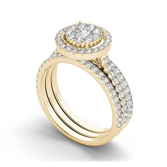 1 CT.T.W. Natural Diamond 10K Yellow Gold Bridal Ring Set