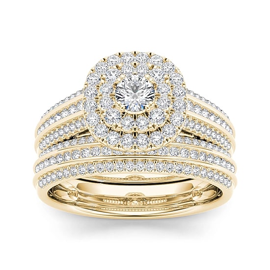 1 CT.T.W. Natural Diamond 10K Yellow Gold Bridal Ring Set