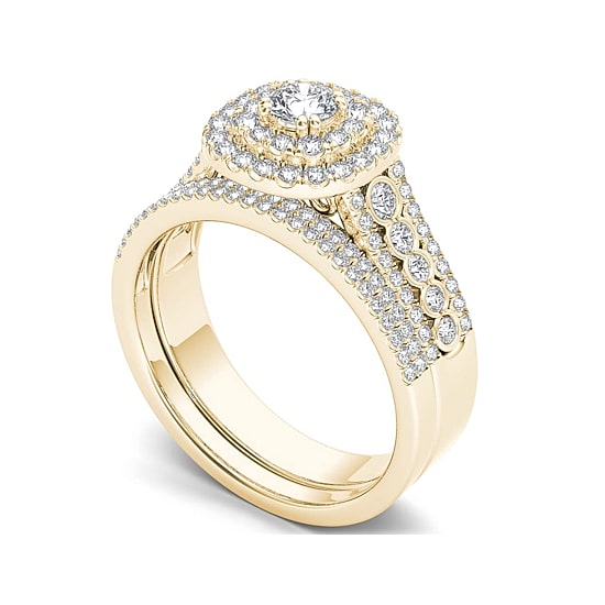 1 CT.T.W. Natural Diamond 10K Yellow Gold Bridal Ring Set