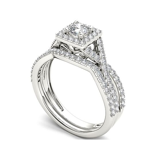 1 CT.T.W. Natural Diamond 14K White Gold Bridal Set