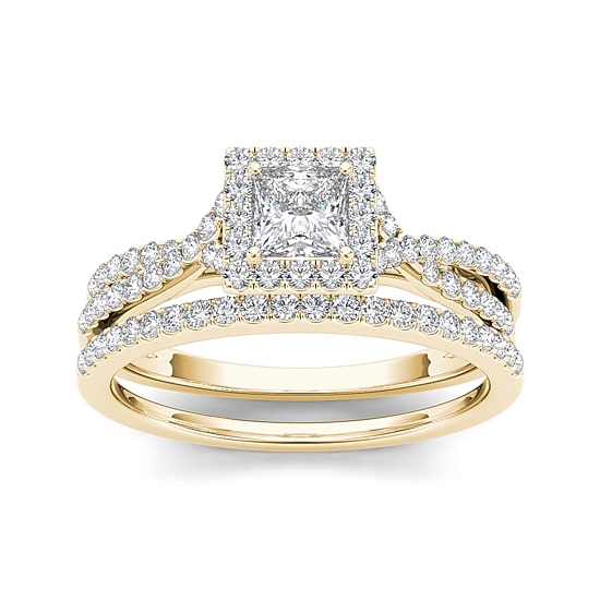 1 CT.T.W. Natural Diamond 10K Yellow Gold Bridal Ring Set