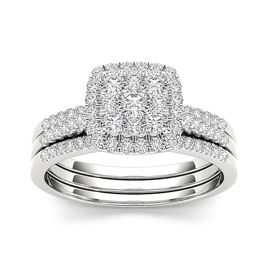 1/2 CT.T.W. Natural Diamond 10K White Gold Bridal Set