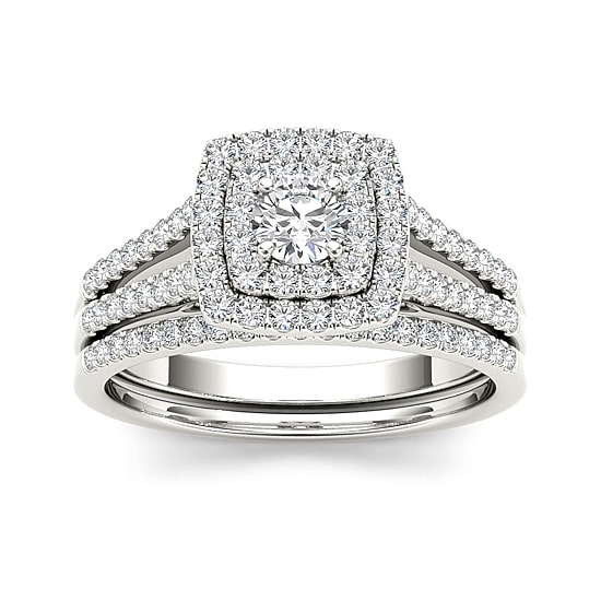 3/4 CT.T.W. Natural Diamond 10K White Gold Bridal Set
