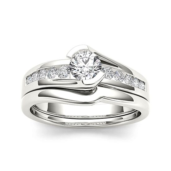 1/2 CT.T.W. Natural Diamond 14K White Gold Bridal Ring Set