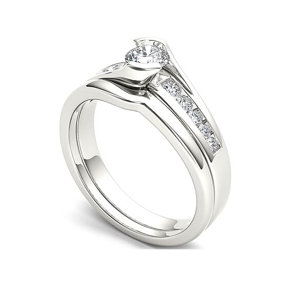 1/2 CT.T.W. Natural Diamond 14K White Gold Bridal Ring Set