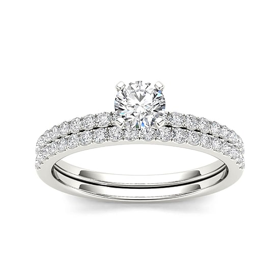 3/4 CT.T.W. Natural Diamond 14K White Gold Bridal Ring Set