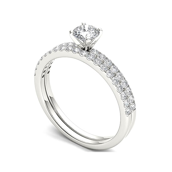 3/4 CT.T.W. Natural Diamond 14K White Gold Bridal Ring Set