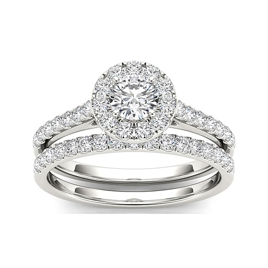1 CT.T.W. Natural Diamond 10K White Gold Bridal Ring Set
