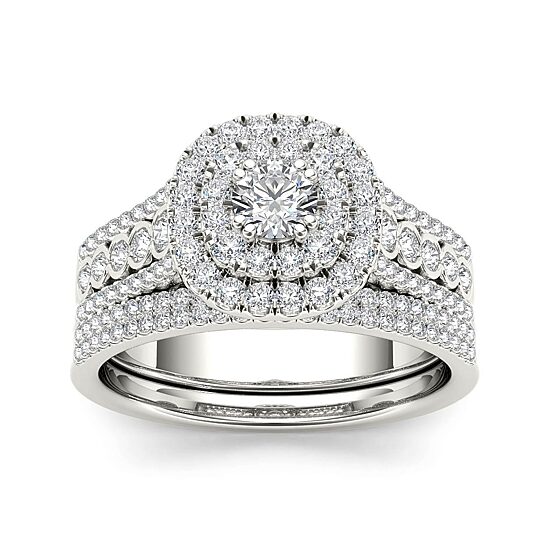 1 CT.T.W. Natural Diamond 10K White Gold Bridal Set
