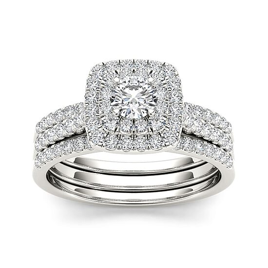 1 CT.T.W. Natural Diamond 10K White Gold Bridal Set