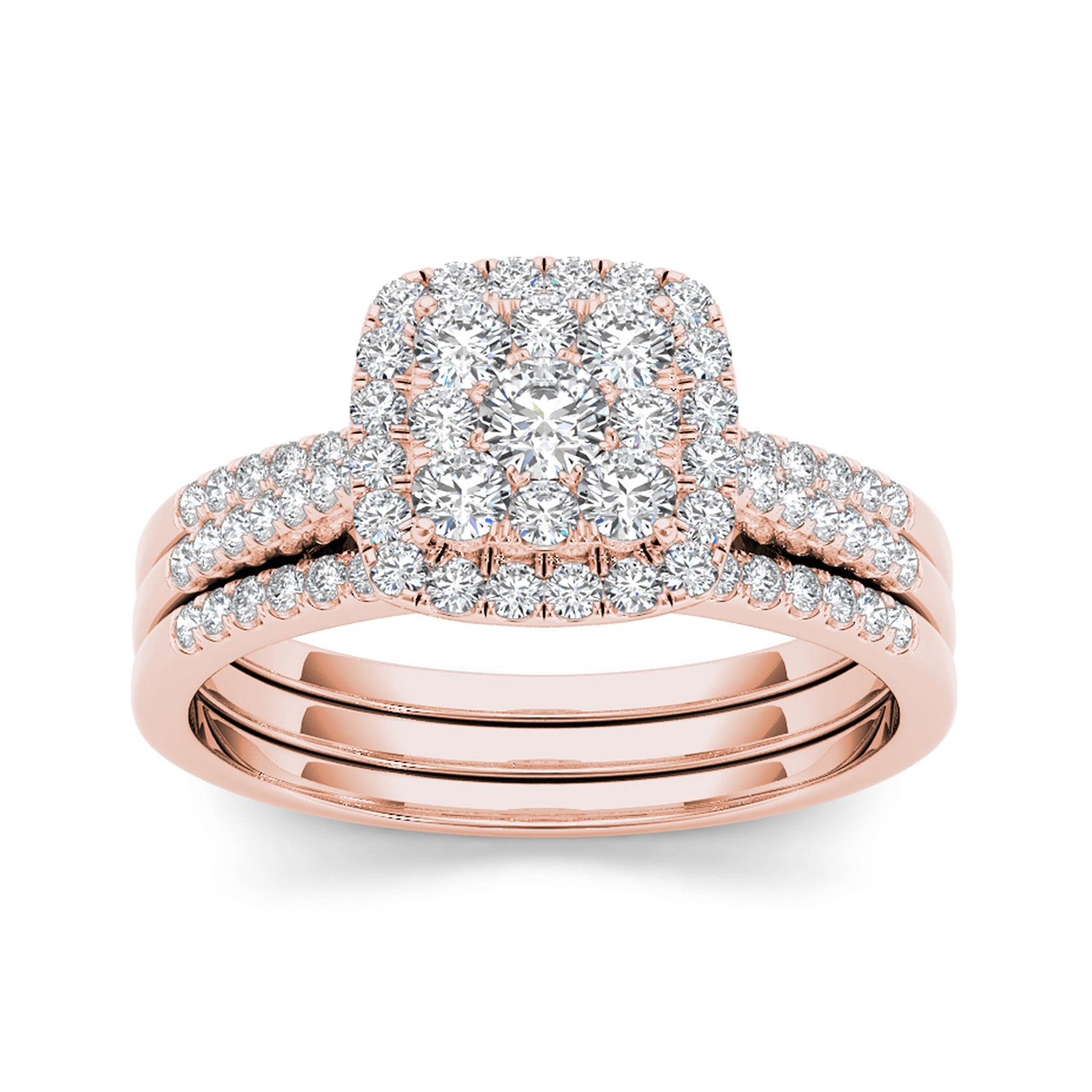 1/2 CT.T.W. Natural Diamond 10K Rose Gold Bridal Set