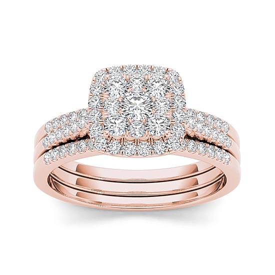 1/2 CT.T.W. Natural Diamond 10K Rose Gold Bridal Set