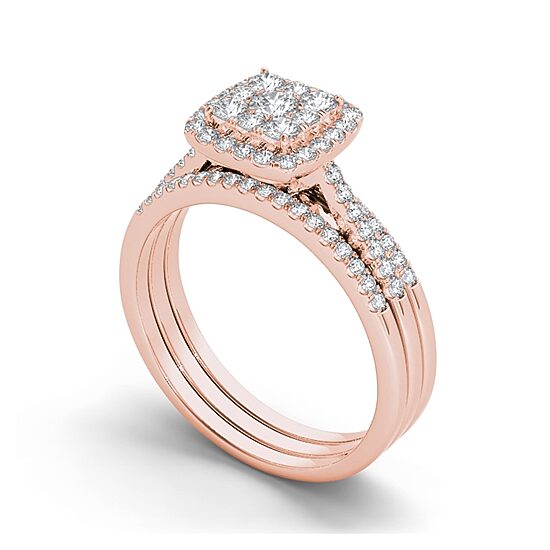 1/2 CT.T.W. Natural Diamond 10K Rose Gold Bridal Set