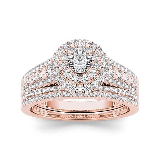 1 CT.T.W. Natural Diamond 10K Rose Gold Bridal Set