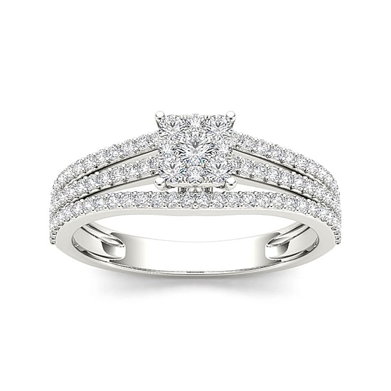 1/2 CT.T.W. Natural Diamond 10K White Gold Engagement Ring