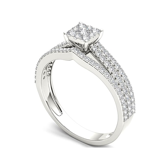 1/2 CT.T.W. Natural Diamond 10K White Gold Engagement Ring
