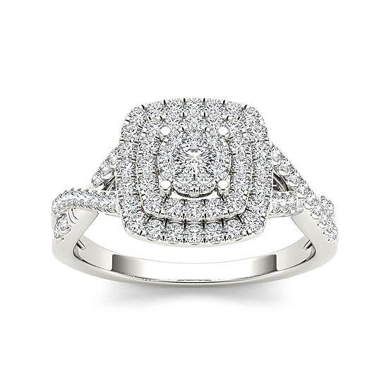 1/2 CT.T.W. Natural Diamond 10K White Gold Engagement Ring