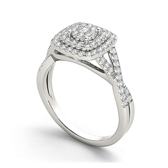 1/2 CT.T.W. Natural Diamond 10K White Gold Engagement Ring