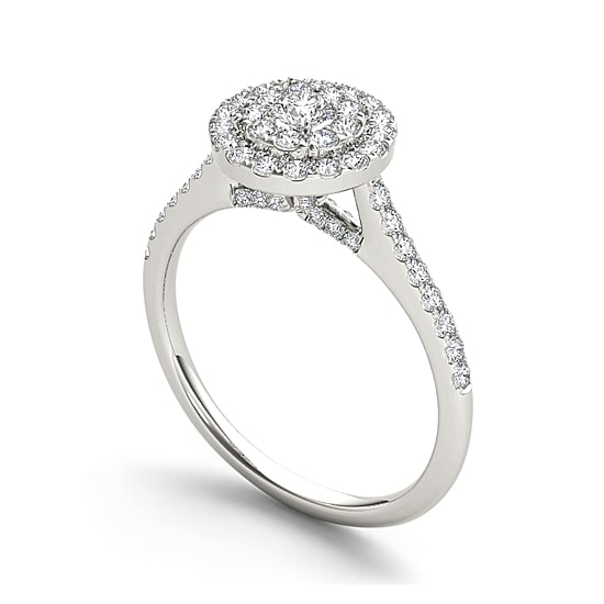 3/4 CT.T.W. Natural Diamond 10K White Gold Engagement Ring