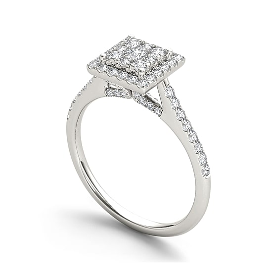 3/4 CT.T.W. Natural Diamond 10K White Gold Engagement Ring