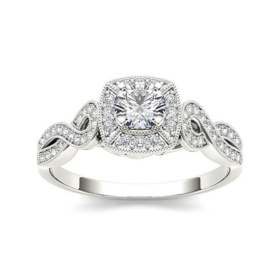 1/2 CT.T.W. Natural Diamond 14K White Gold Engagement Ring