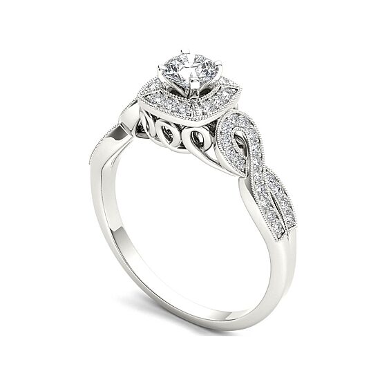 1/2 CT.T.W. Natural Diamond 14K White Gold Engagement Ring